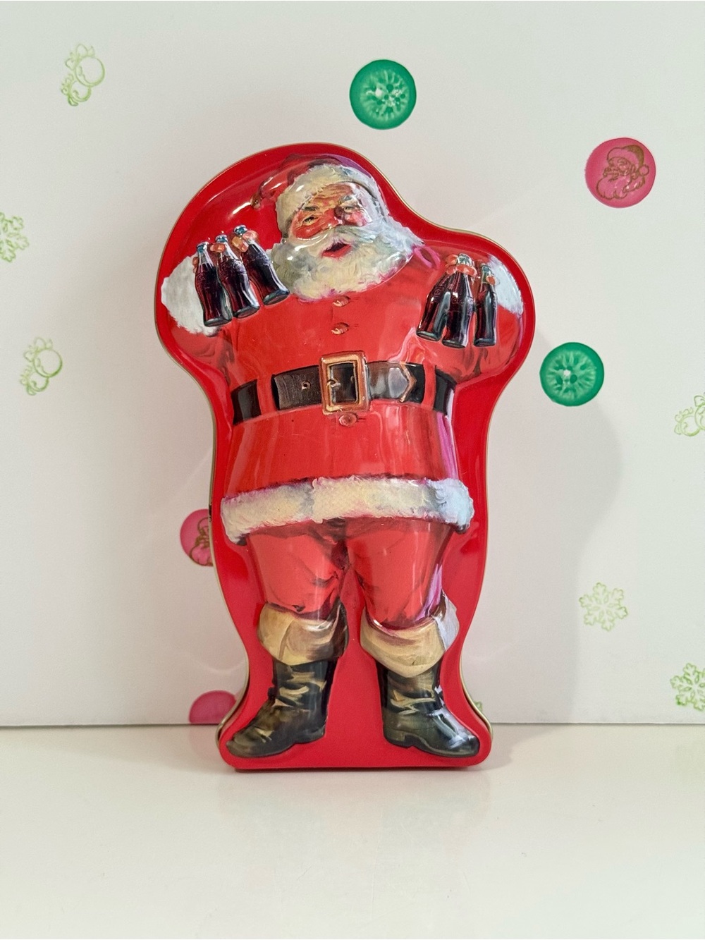 Vintage Coca-Cola Red Santa Claus Embossed Tin w/ Holiday Playing Cards